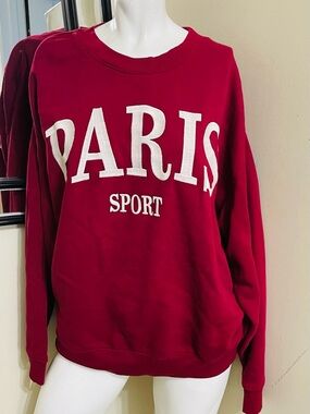 Universal Thread Paris Sport Crewneck Sweatshirt - Burgundy & White